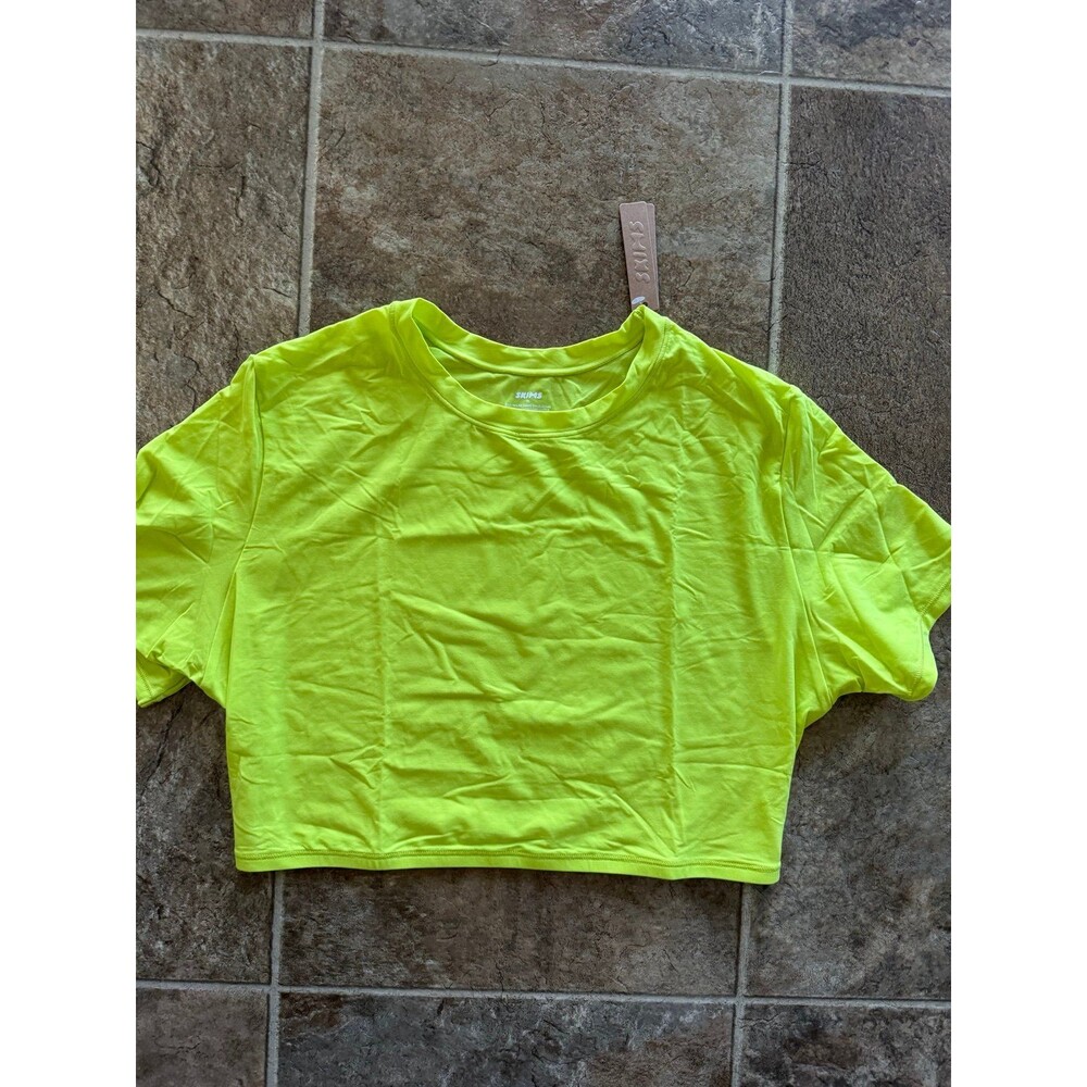 Skims Fits Everybody Super Cropped T-Shirt Neon Lime Size XL - Picture 6 of 11